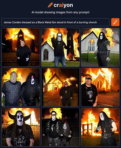 craiyon_123831_James_Corden_dressed_as_a_Black_Metal_fan_stood_in_front_of_a_burning_church