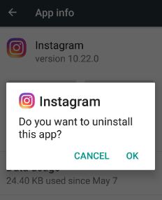 Uninstall-instagram-app-to-fix-unknown-error